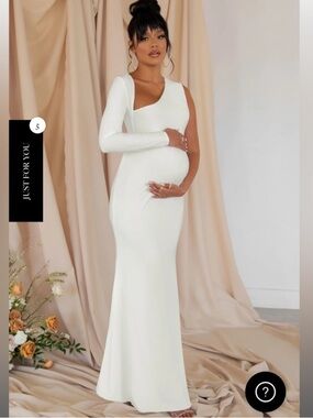 white one shoulder maternity dress Kate Satin White Custom Maternity Photoshoot Gowns